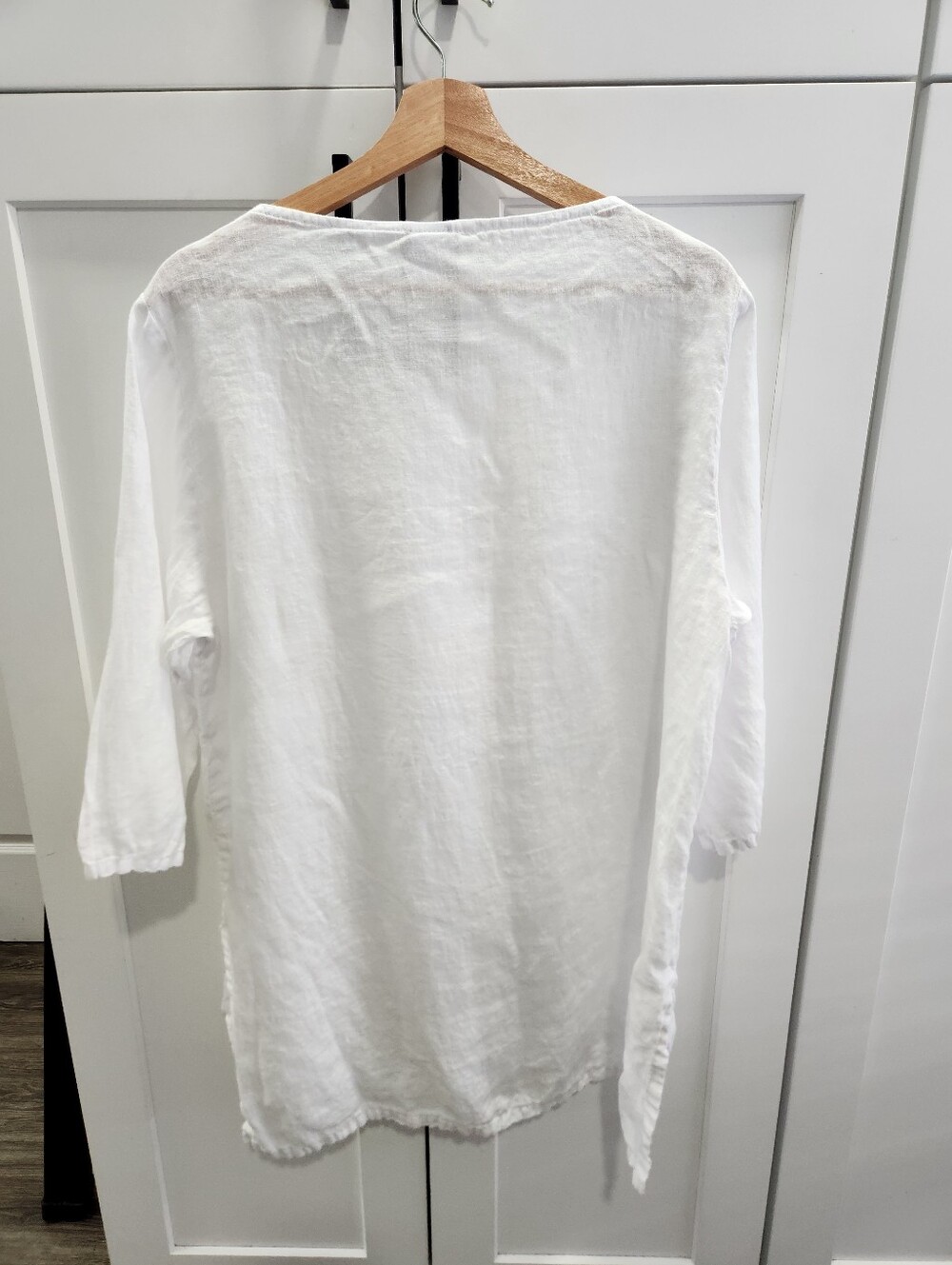 Match Point White Linen Layered Tunic Top Minimalist Lagenlook Size Large - Picture 7 of 7